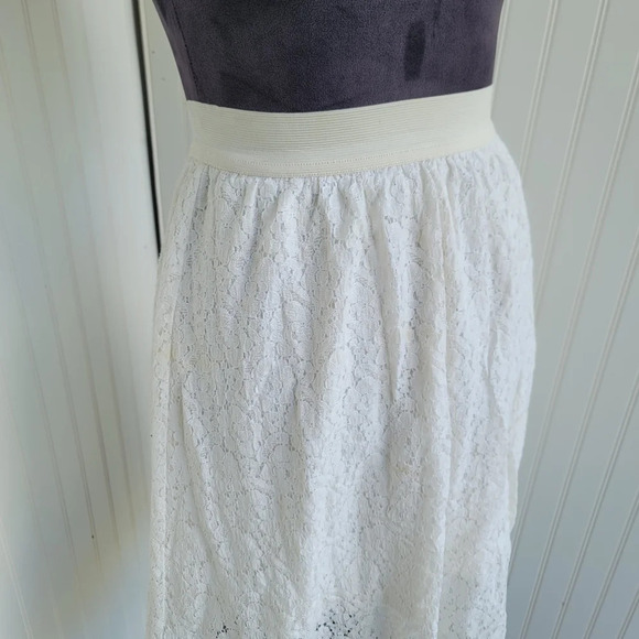 H&M Women's Lace Crochet Skirt A Line Ivory Off White Stretch Elastic Sz 4 - Picture 3 of 8